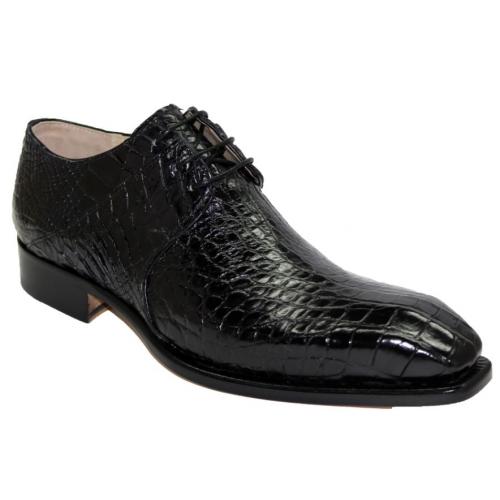 Fennix Italy "Oliver" Black Genuine Alligator Oxford Shoes.