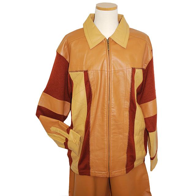 Prestige Caramel/Honey Mustard/Cognac Lambskin Leather Sweater Jacket Outfit  - $ :: Upscale Menswear 