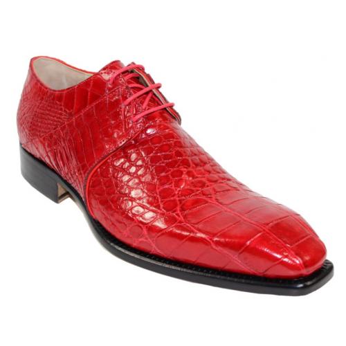 Fennix Italy "Oliver" Red Genuine Alligator Oxford Shoes.