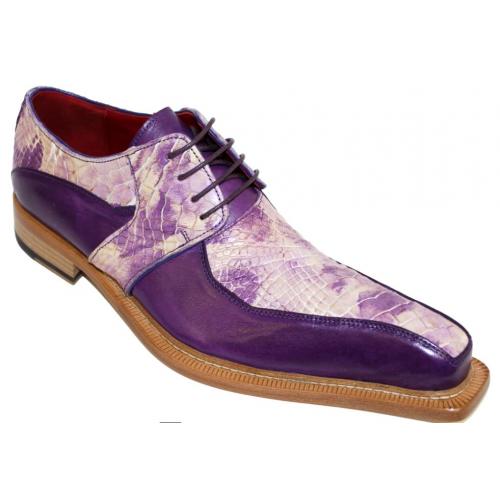 Fennix Italy "Theo" Lavender Combination Genuine Alligator / Calf Oxford Shoes.