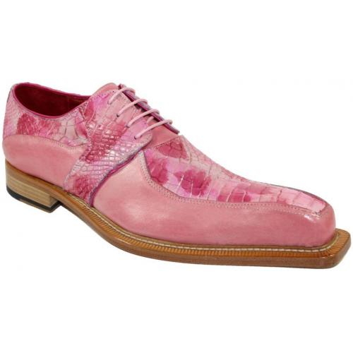 Fennix Italy "Theo" Pink Combination Genuine Alligator / Calf Oxford Shoes.