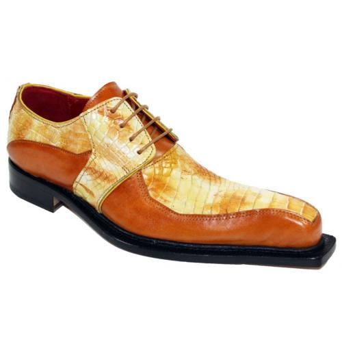 Fennix Italy "Theo" Yellow Combination Genuine Alligator / Calf Oxford Shoes.
