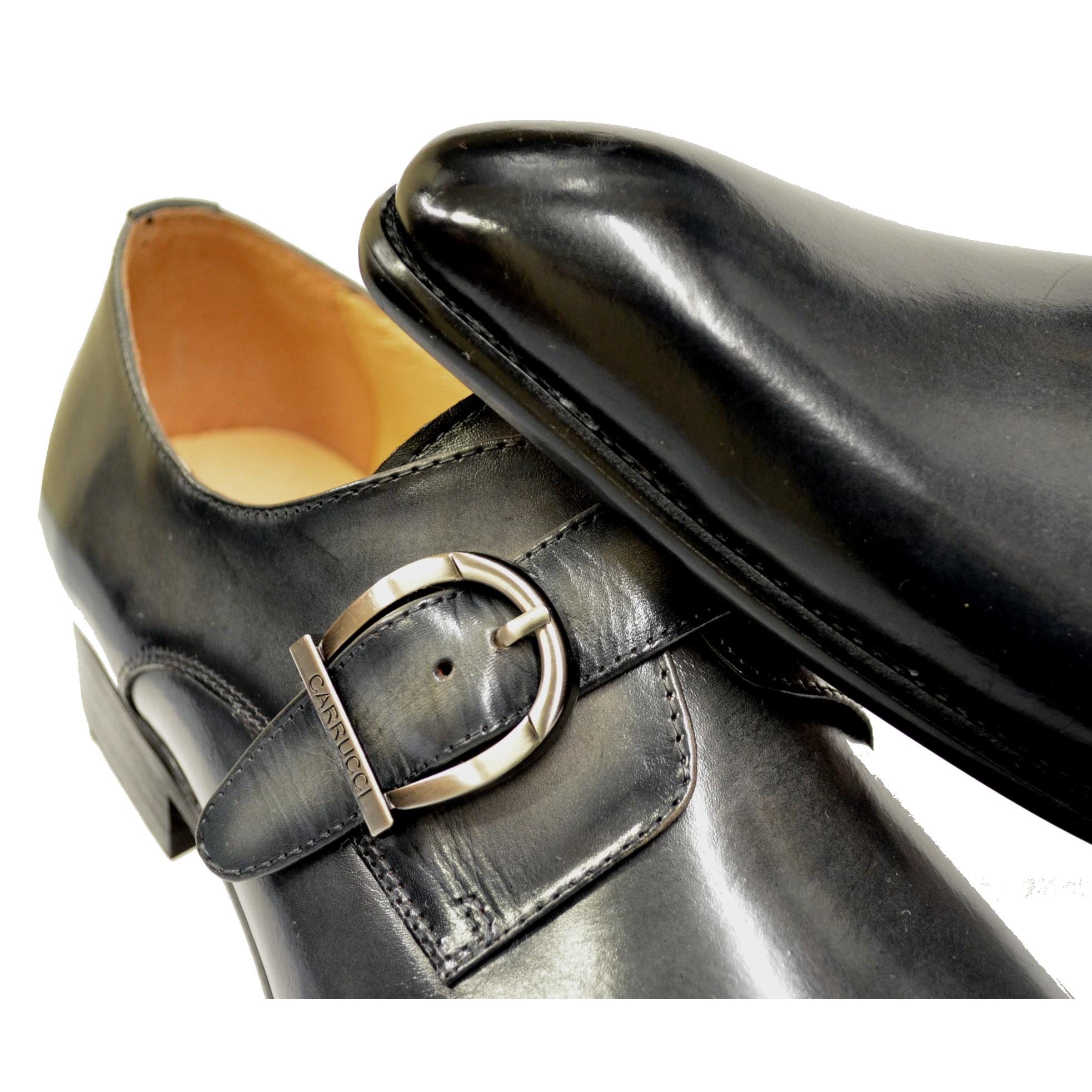 Carrucci Grey Burnished Calfskin Leather Monk Strap Shoes KS503-35 ...