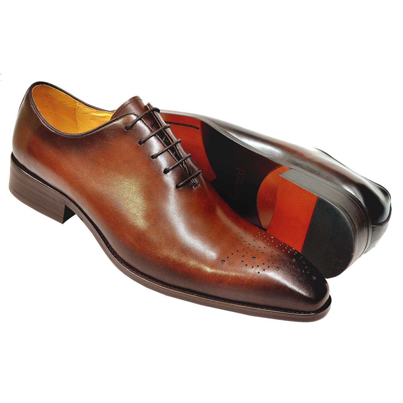 Carrucci Brown Burnished Calfskin Leather Wholecut Oxford Shoes KS503 ...
