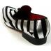 Fiesso Black / Silver Genuine Leather Stripes Design Loafers FI7429.