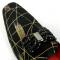 Fiesso Gold / Black Genuine Suede Rhinestone Ornamented Slip On Shoes FI7426.