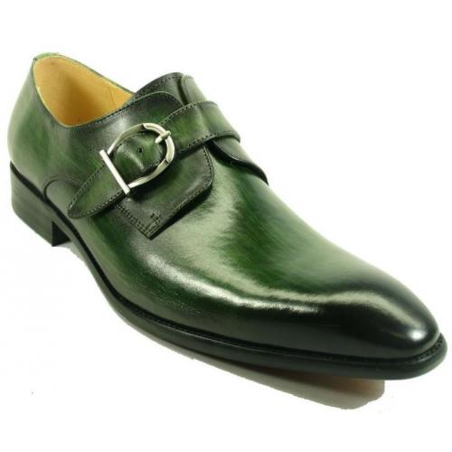 Carrucci Emerald Burnished Calfskin Leather Monk Strap Shoes KS503-35.