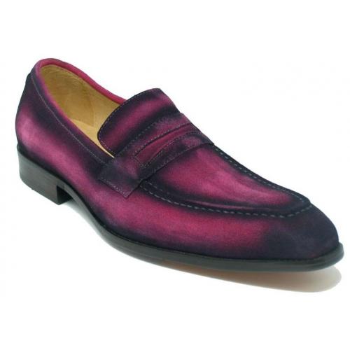 Carrucci Pink Genuine Suede Penny Loafer Shoes KS478-118S.