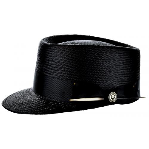 Bruno Capelo Black Straw Telescope Baseball Hat With Porcupine Quill LG-271