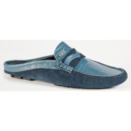 Mauri "3435/1" Caribbean Blue Genuine Tejus / Suede Half Shoes.