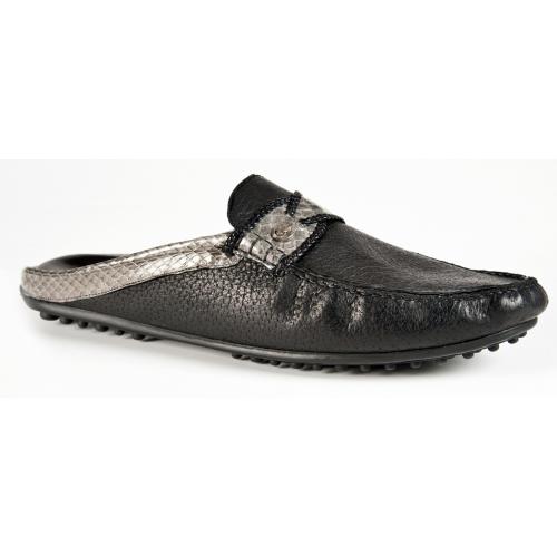 Mauri "3449" Black / Mid Grey Genuine Pecary / Whips Half Shoes.