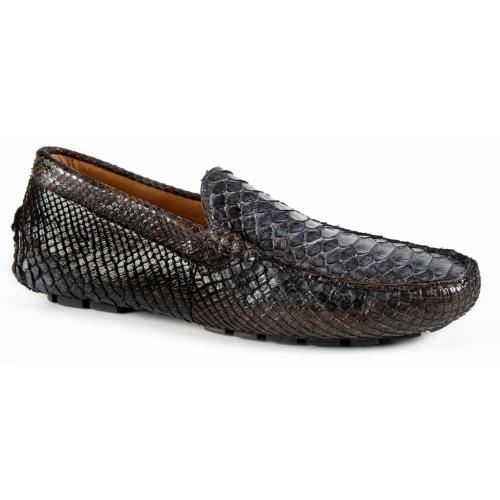 Mauri "3420/1" Grey / Brown Genuine Python Bicolore Dress Loafers  Casual Shoes.