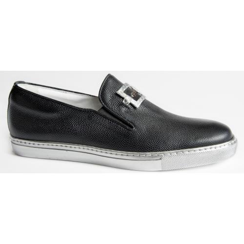 Mauri "8588/2" Black Genuine Calf / Fish Dress Casual Loafers Shoes.