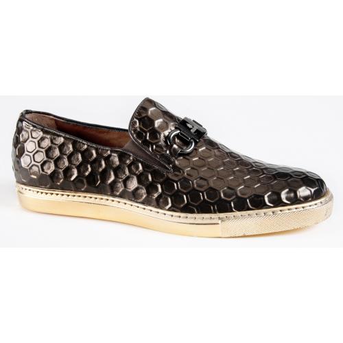 Mauri "8588/4" Brown Genuine Honeycomb Patent Leather Dress Casual Shoes.