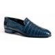 Mauri "4516/6" Wonder Blue Genuine Baby Crocodile Loafers Shoes.