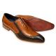 Duca 066 Cognac / Dark Brown Hand Painted Embossed Italian Calfskin Oxford Shoes