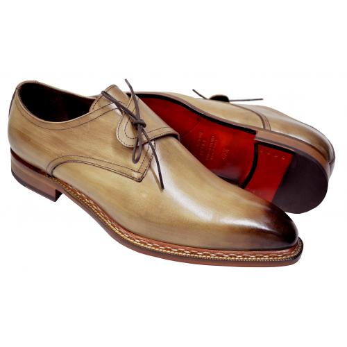 Emilio Franco "Renato" Light Taupe Hand Painted Calfskin Lace-Up Shoes