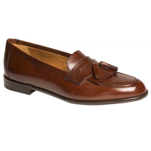 Mezlan "Santander" Tan Genuine Calfskin Kiltie Tassel Slip On Shoes 0544.
