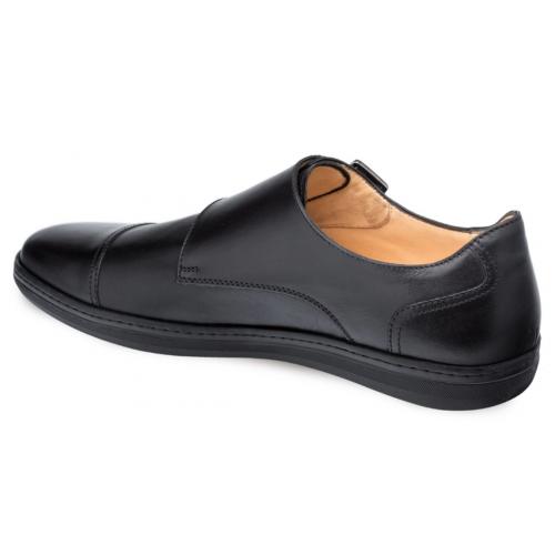 Mezlan "Vicenza" Black Genuine Burnished Calfskin Double Monk Strap Cap-Toe Sneaker 9155.