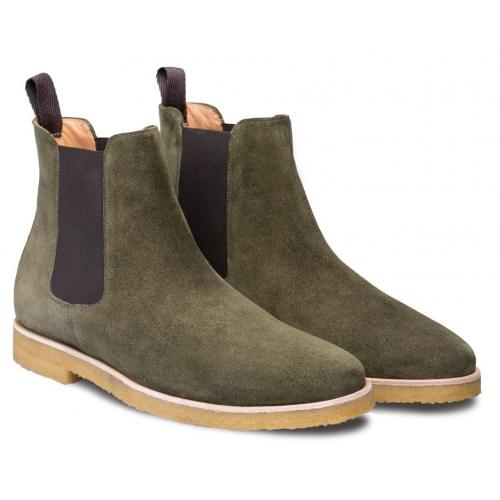 Mezlan "Engel" Green Genuine Suede Chelsea Boot 9166.