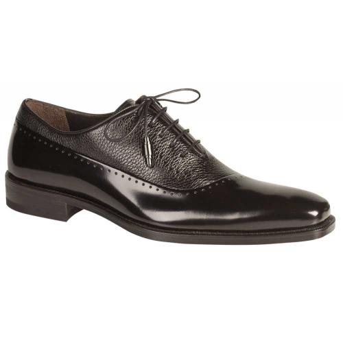 Mezlan "Postdam" Black Genuine Calfskin / Deerskin Oxford Shoes 16409.