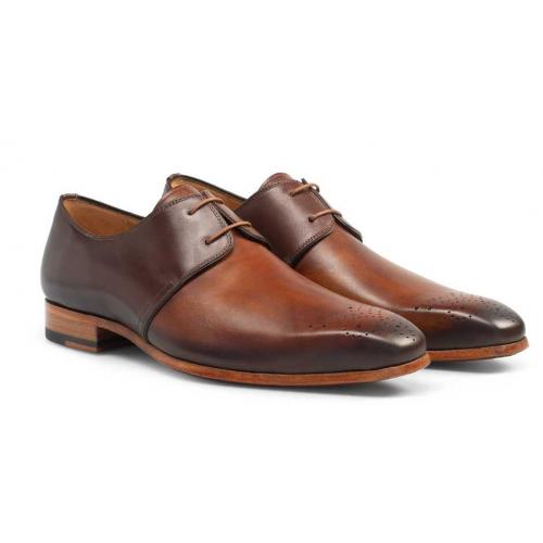 Mezlan Cognac / Brown Genuine Calfskin Medallion-Toe Oxford Shoes 8817.