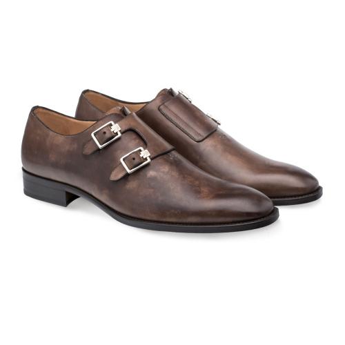 Mezlan ''Brescia'' Brown Genuine Calfskin Double Monk Strap Shoes 9143.
