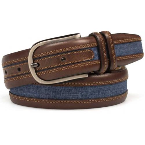 Mezlan AO10944  Brown / Jeans Genuine Calfskin / Fabric Belt.