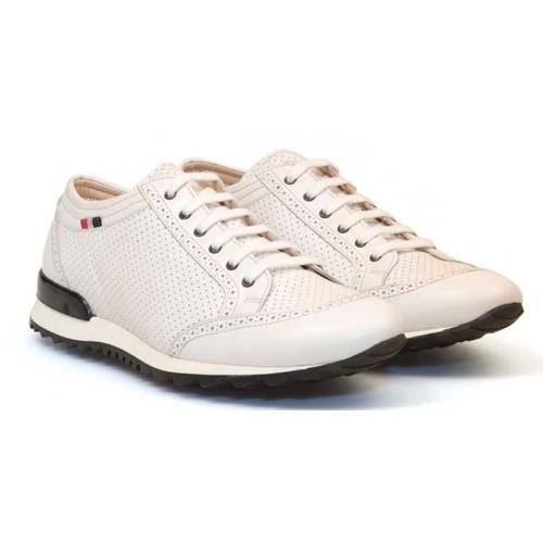 Bacco Bucci White "Julien'' Genuine Calfskin Sneakers 3237-20.