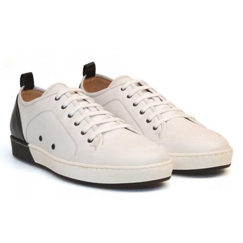 Bacco Bucci Black / White "Totti'' Genuine Calfskin Two-Toned Sneakers 6367-35.