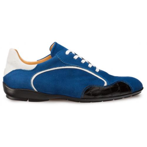 Mezlan "Coronado'' Blue / White Genuine Suede / Calfskin Dual-Toned Dress Sneakers 8854.