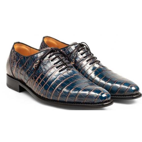 Mezlan Jeans / Camel Genuine Alligator Plain Toe Oxford Shoes 4291-J.