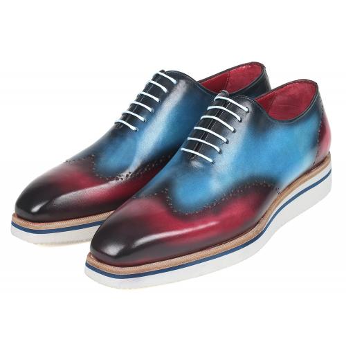 Paul Parkman "187-BLU-PRP'' Purple / Blue Genuine Calfskin Leather Shoes.