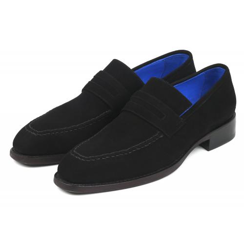 Paul Parkman "38AX95" Black Genuine Suede Welted Loafers.