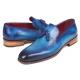 Paul Parkman "66T82-BLU" Blue Genuine Leather Tassel Loafer.
