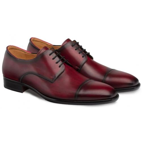 Mezlan "Republic" Burgundy Genuine Calfskin Cap Toe Oxford Shoes 9053.