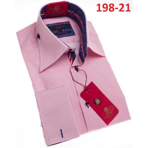 Axxess Light Pink / Black Cotton Diamond Designs Modern Fit Dress Shirt With French Cuff 198-21.