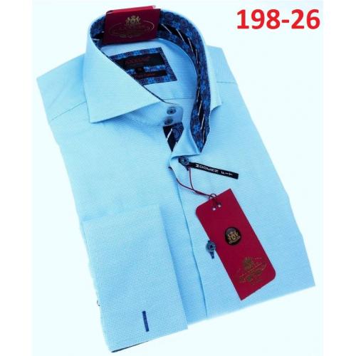 Axxess Sky Blue Cotton Modern Fit Dress Shirt With French Cuff 198-26.
