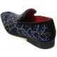 Fiesso Black Genuine Suede Blue Stoned Slip On Shoes FI7415.