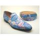 Mauri Royal Blue Genuine All Over Alligator Monkstrap Loafers Shoes.