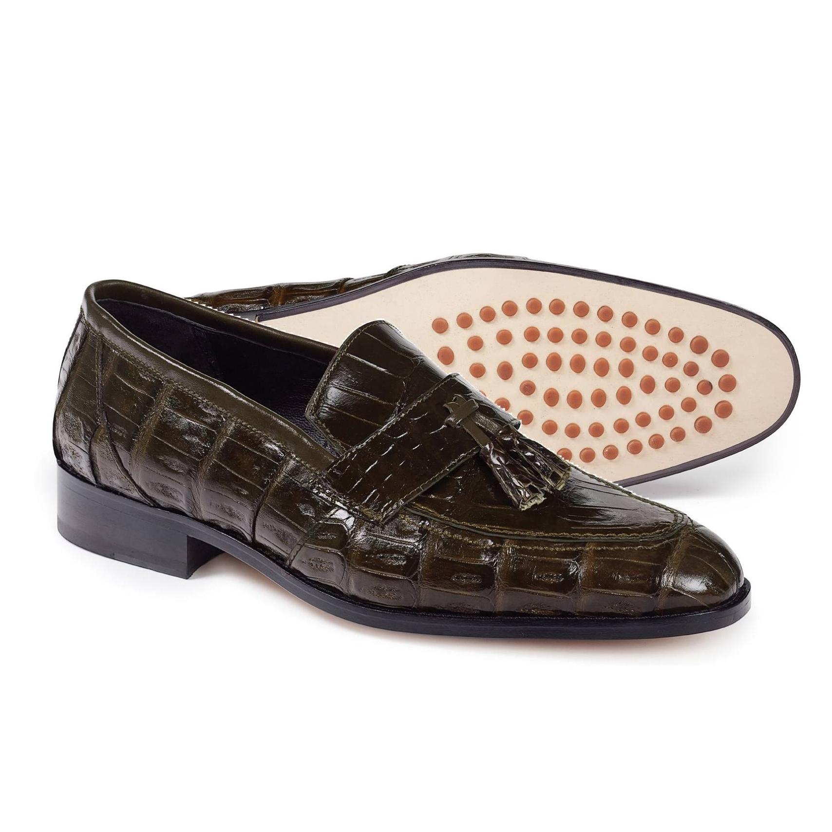 Mauri Olive Green Genuine Crocodile Loafers Shoes. - $999.90 :: Upscale ...