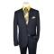 I-Deal Solid Black Super 150's Wool Two Button Modern Fit Suit AM207-1A