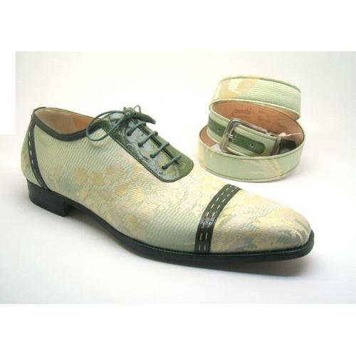 Mauri Olive Genuine Alligator Cap Toe Oxford Shoes  .