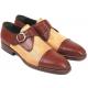 Paul Parkman "409DN29" Beige / Brown Genuine Iguana Captoe Monkstraps Shoes .