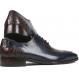 Paul Parkman "193NV41" Navy / Brown Genuine Crocodile / Calfskin Oxfords  Shoes.