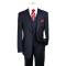 Luciano Carreli Dark Navy / White / Red Pinstipe Super 150's Wool Classic Fit Vested Suit 6298-3511