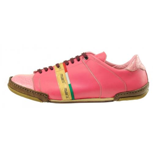 Mauri Pink Genuine Alligator / Calfskin Leather Sneakers.