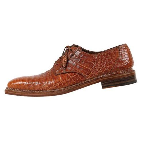 Mauri 1186 "Duncan" Cognac Genuine All-Over Baby Crocodile Shoes.