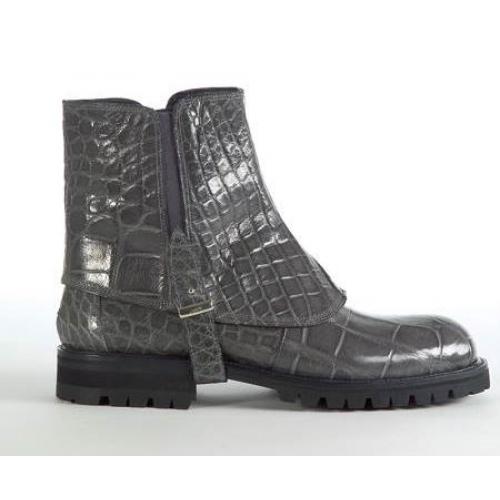 Mauri Medium Grey Genuine All over Alligator With Alligator Strap Boots.