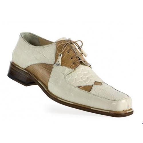 Mauri Cream / Taupe Genuine Alligator Oxford Shoes.